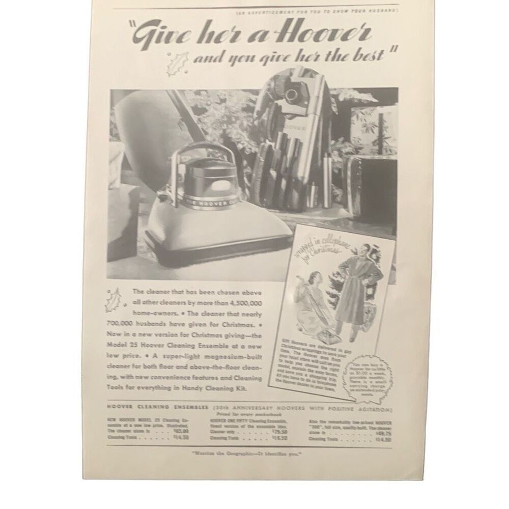 Vintage 1937 Hoover Give Her a Hoover Ad Advertisement